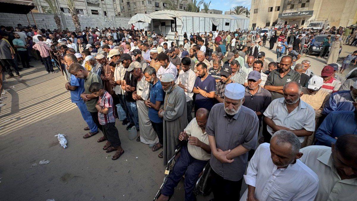​Palestinians mourn the loss of their loved ones killed in Nasser Hospital for after Israel opened fire at Palestinians trying to reach the points in the southern Gaza Strip, on July 30, 2025.