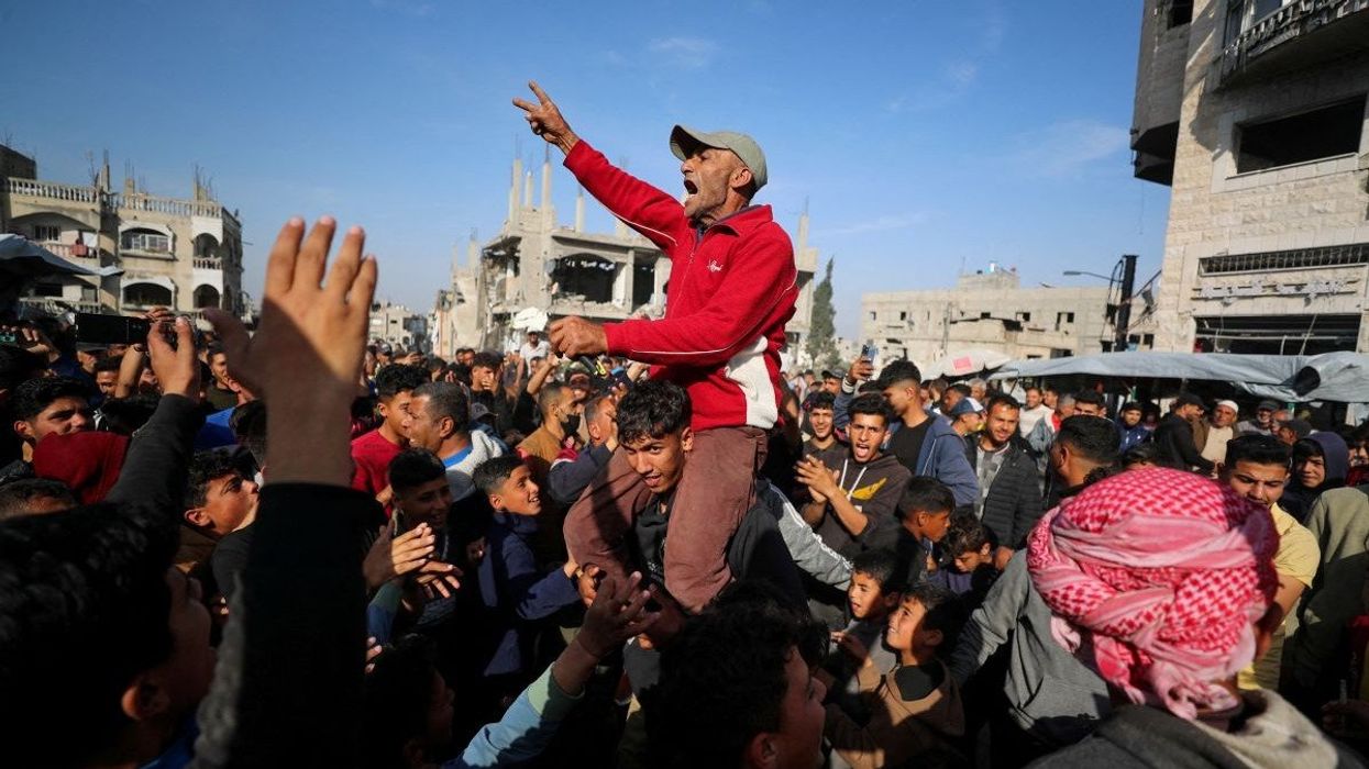 Palestinians protest against Hamas in northern Gaza on March 26, 2025