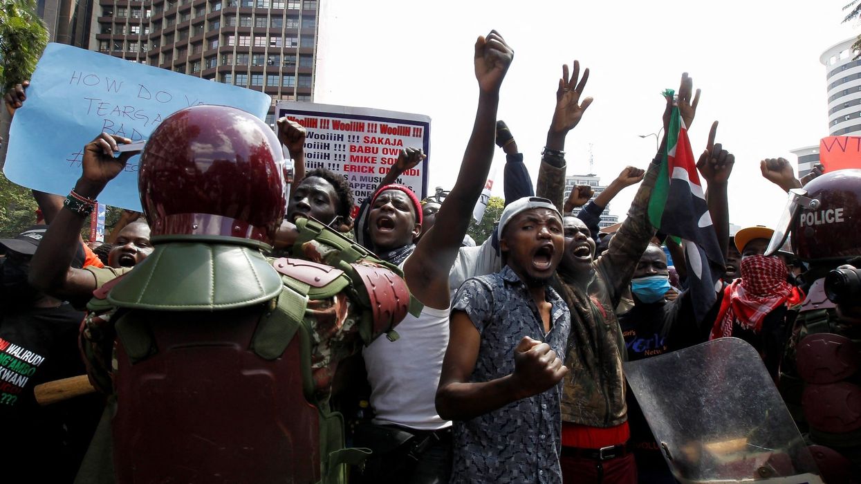 People attend a demonstration against Kenya's proposed finance bill 2024/2025 in Nairobi, Kenya, June 25.