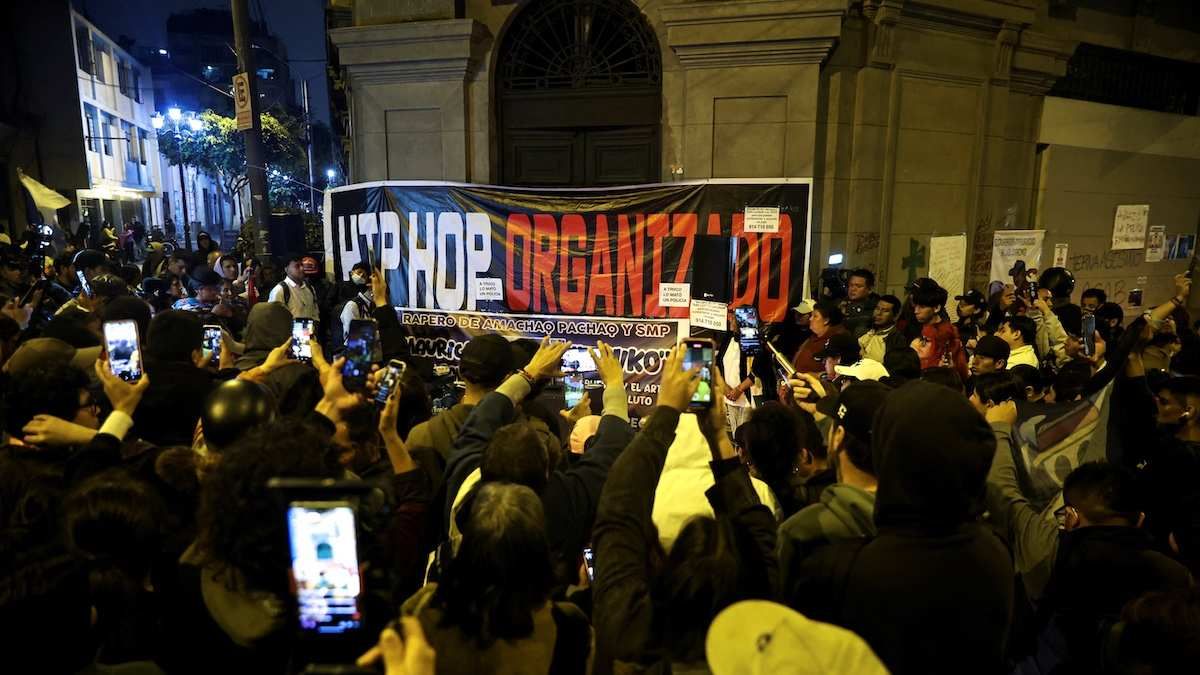 ​People attend a vigil in Lima, Peru, in memory of a 32-year-old man who was killed during Wednesday's protest against Peru's President Jose Jeri, on October 16, 2025.