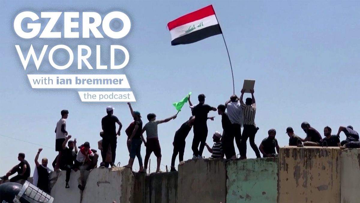 People raising the flag of Iraq - the podcast (logo)