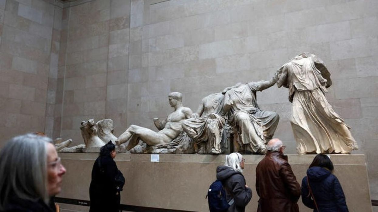 People view examples of the Parthenon sculptures, sometimes referred to in the UK as the Elgin Marbles, on display at the British Museum in London, Britain, November 29, 2023.