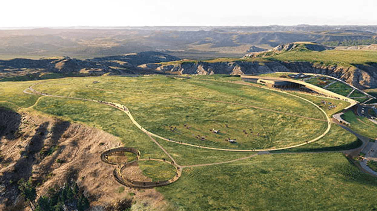 Photograph of a scenic landscape with mountains in the background