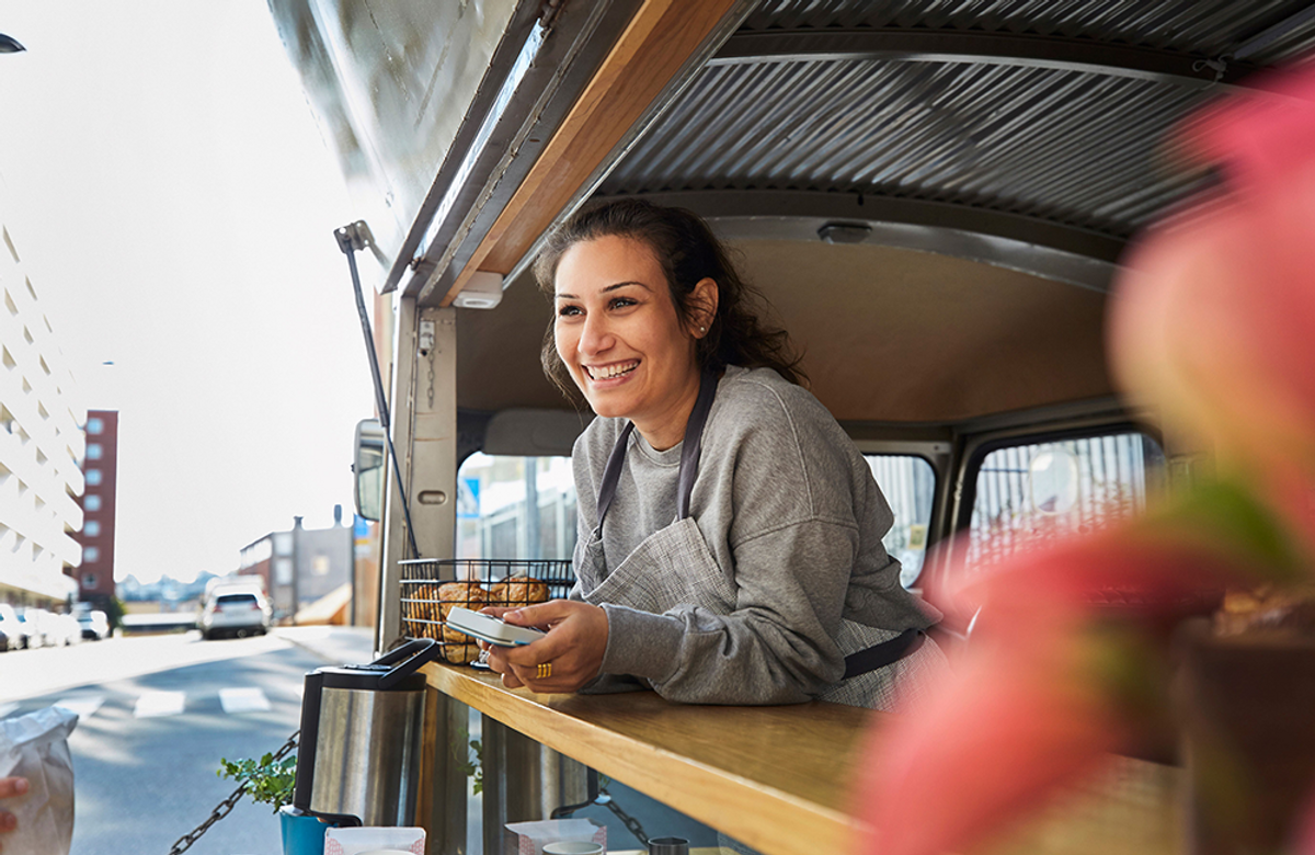 Photograph of a woman in her food truck