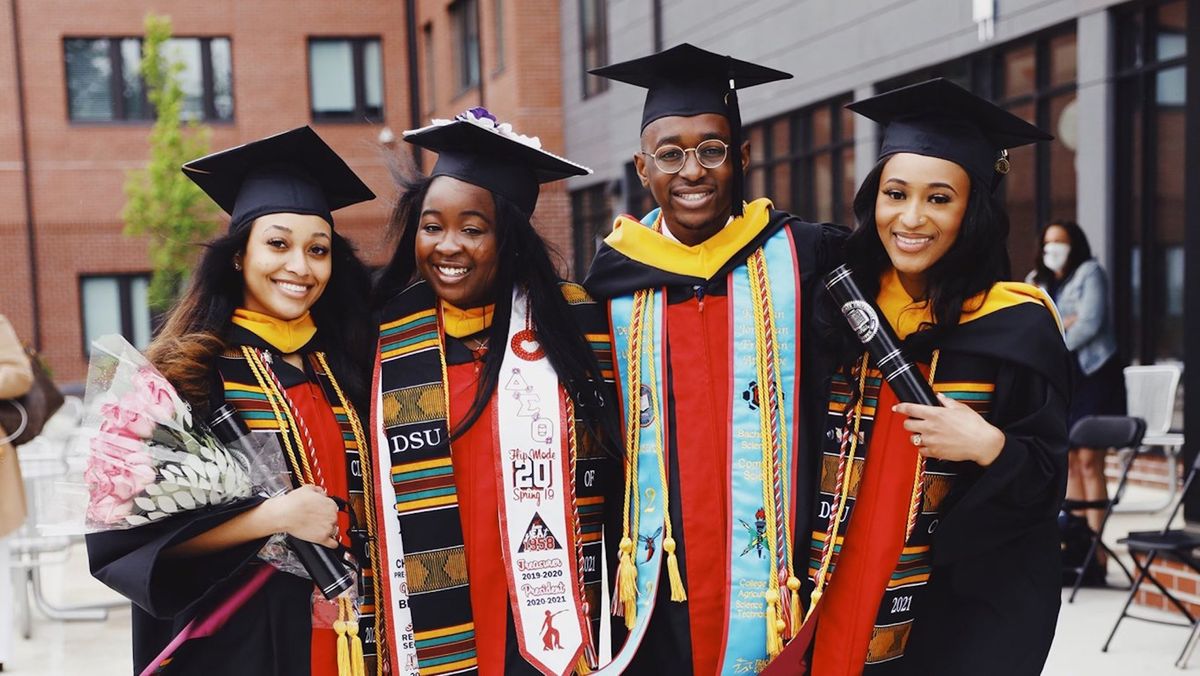 Photograph of students graduating