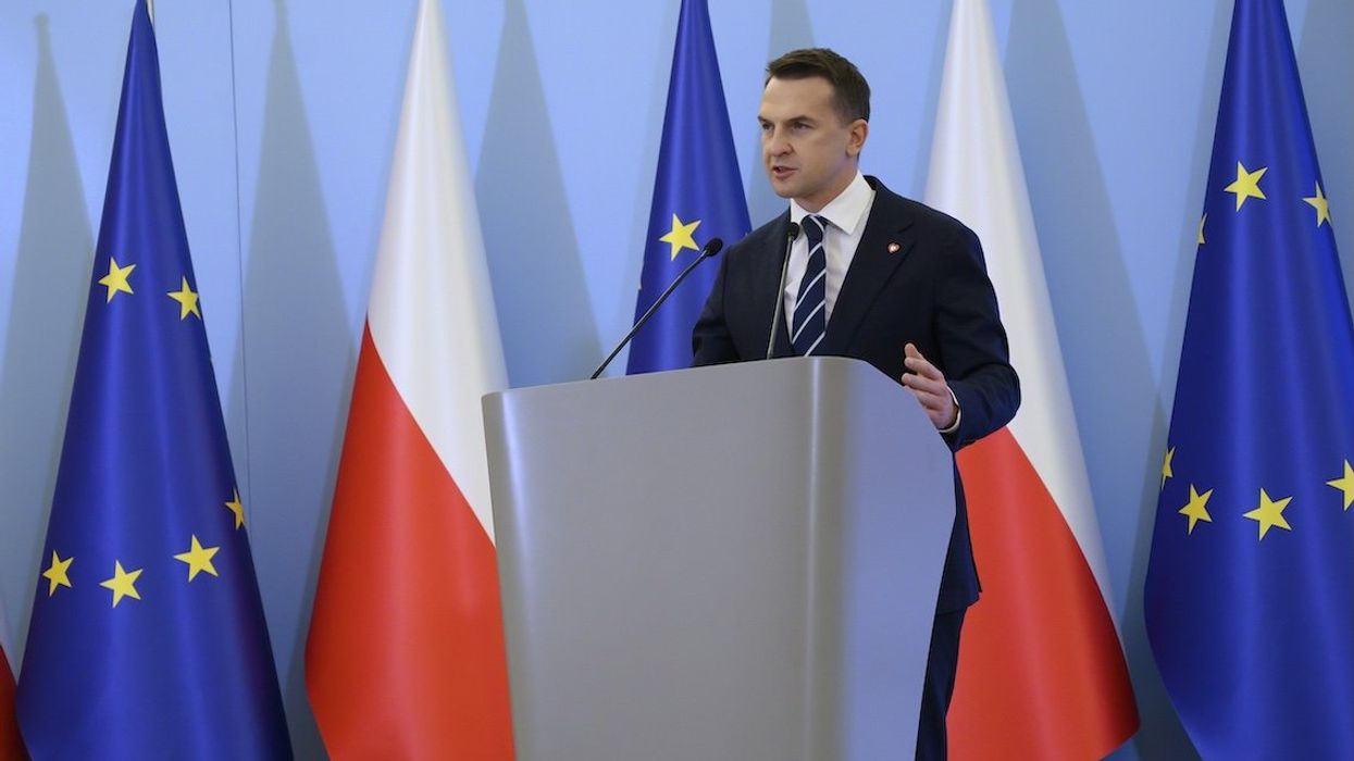 Polish Minister for European Affairs Adam Szlapka speaks during the presentation of the program for the 2025 Poland's Presidency of the Council of the European Union in Warsaw, Poland, on Dec. 10, 2024.