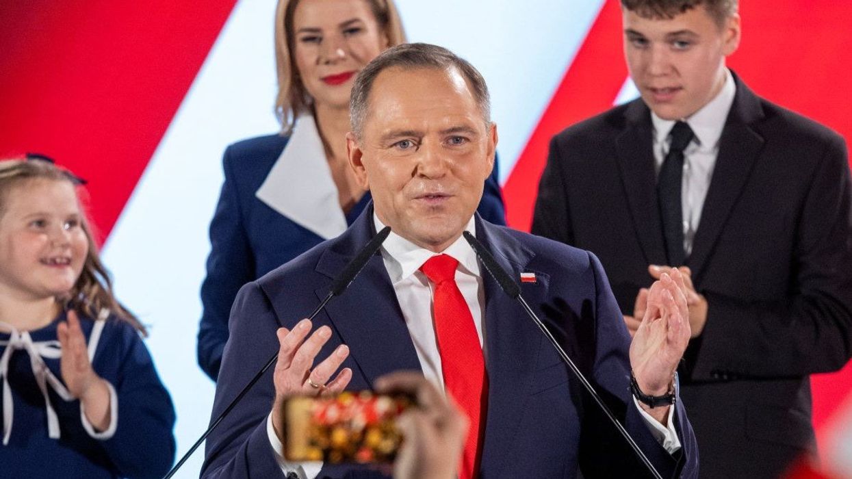 Polish presidential candidate Karol Nawrocki in Warsaw, Poland, on June 1, 2025.