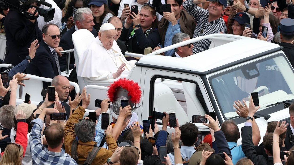 Pope Francis greets crowds in Saint Peter’s Square on Easter Sunday, April 20, 2025.