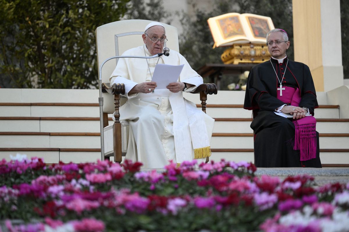 Pope Francis leads an ecumenical prayer vigil in Saint Peter’s square at the Vatican 