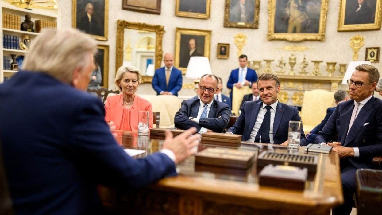 President Donald Trump meets with U.K. Prime Minister Keir Starmer, Italian Prime Minister Giorgia Meloni, European Commission President Ursula von der Leyen, German Chancellor Friedrich Merz, French President Emmanuel Macron.