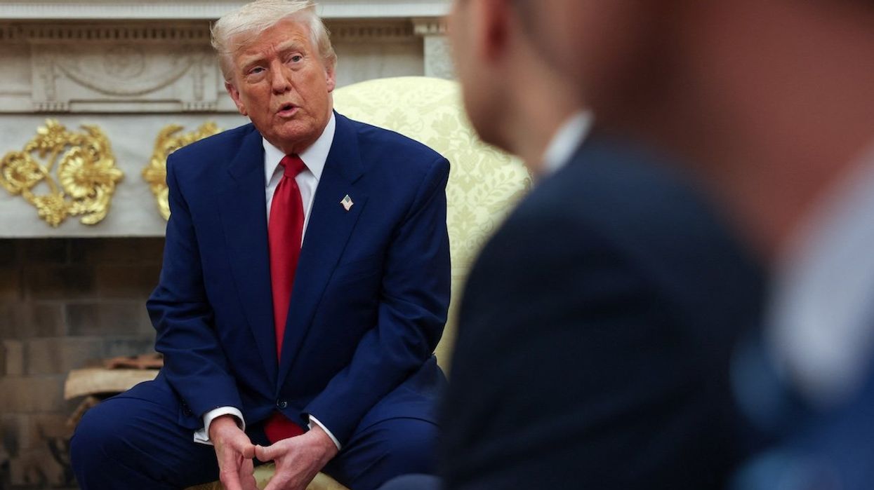 President Donald Trump speaks during a meeting with Israeli Prime Minister Benjamin Netanyahu in the Oval Office on April 7, 2025. REUTERS/Kevin Mohatt