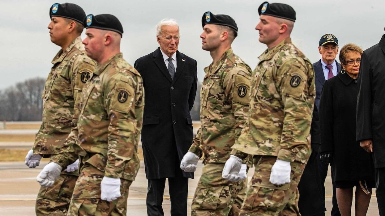 President Joe Biden attends the return of the remains of the three slain US soldiers — Sgt. Breonna Alexsondria Moffett, Sgt. William Jerome Rivers, and Sgt. Kennedy Ladon Sanders — at Dover Air Force Base on Friday.