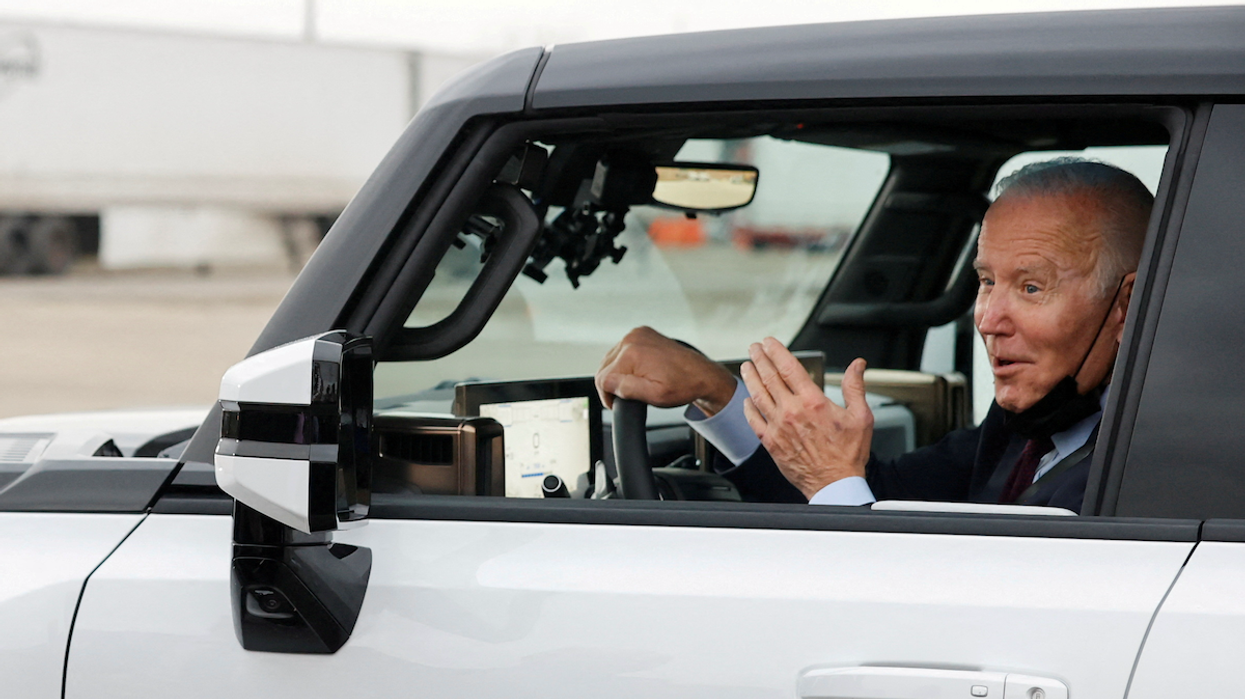 President Joe Biden riding around in a Hummer EV during a tour of the General Motors 'Factory ZERO' electric vehicle assembly plant, in Detroit, Michigan, back in 2021.