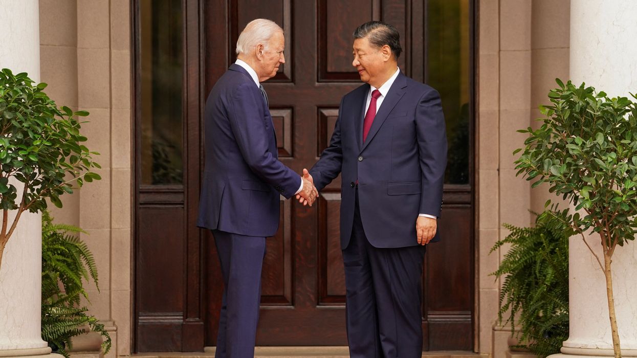 President Joe Biden shakes hands with Chinese President Xi Jinping on the sidelines of the Asia-Pacific Economic Cooperation summit, in California, on Nov. 15, 2023. 