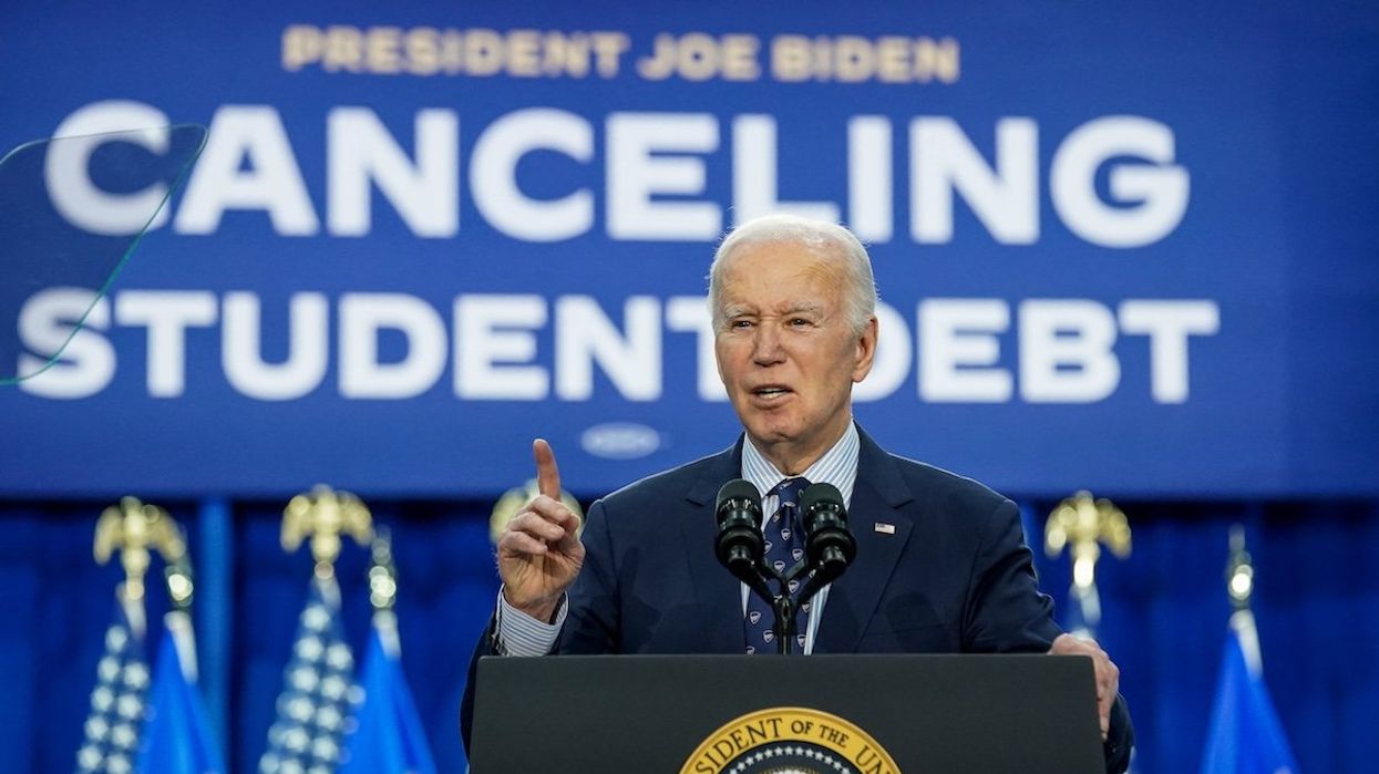 President Joe Biden speaks as he announces a new plan for federal student loan relief during a visit to Madison Area Technical College Truax Campus, in Madison, Wisconsin, on April 8, 2024.