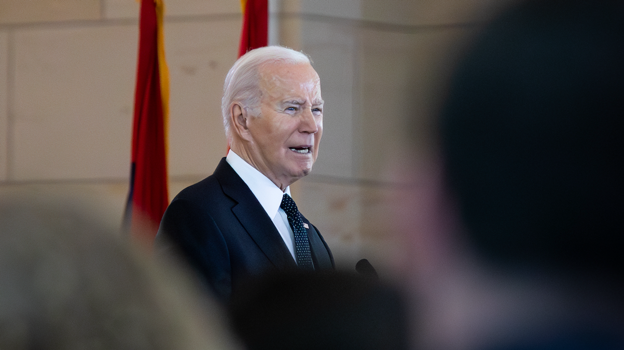 President Joe Biden speaks at a Holocaust remembrance ceremony at the US Capitol on May 7, 2024.