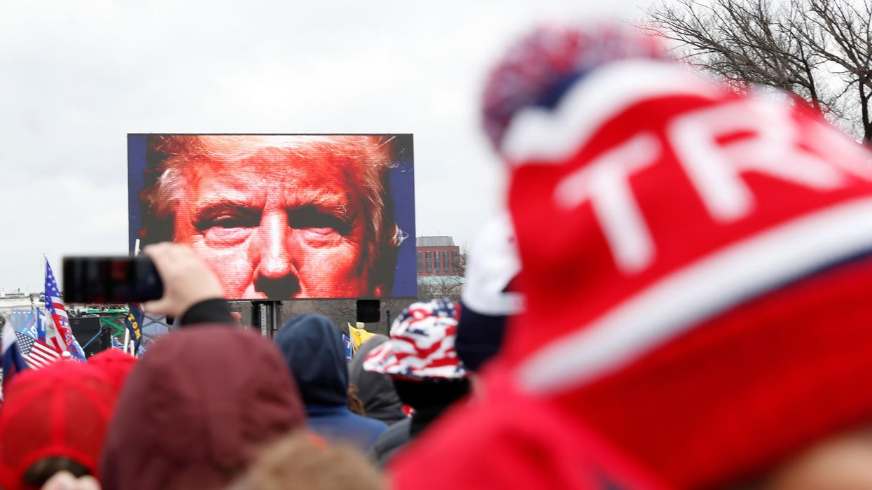 President Trump speaks to supporters at a rally in Washington before an angry mob stormed the US Capitol building. REUTERS/Shannon Stapleton