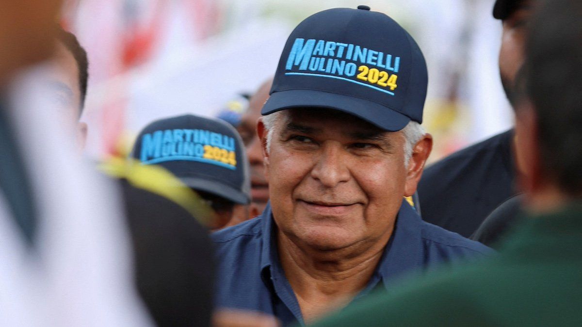 Presidential candidate Jose Raul Mulino arrives at a campaign rally, in Panama City, Panama, April 10, 2024. 