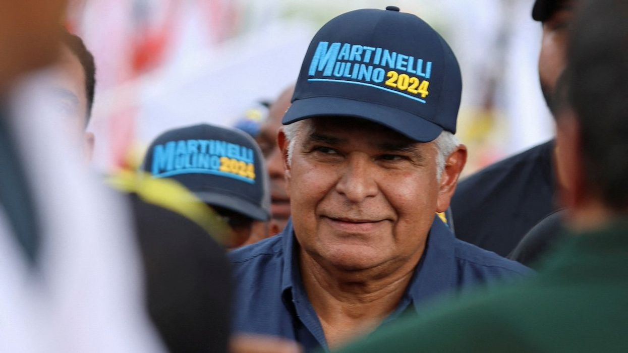 Presidential candidate Jose Raul Mulino arrives at a campaign rally, in Panama City, Panama, April 10, 2024.