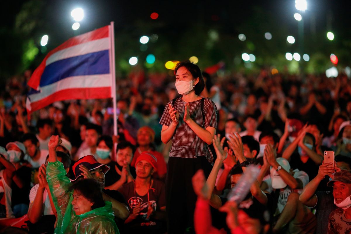 Pro-democracy protesters attend a mass rally  in Bangkok, Thailand. Reuters