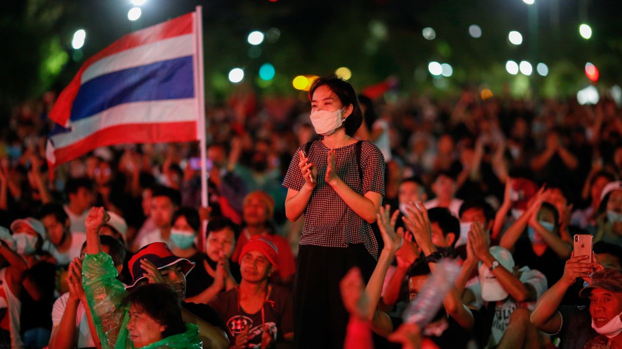 Pro-democracy protesters attend a mass rally in Bangkok, Thailand. Reuters