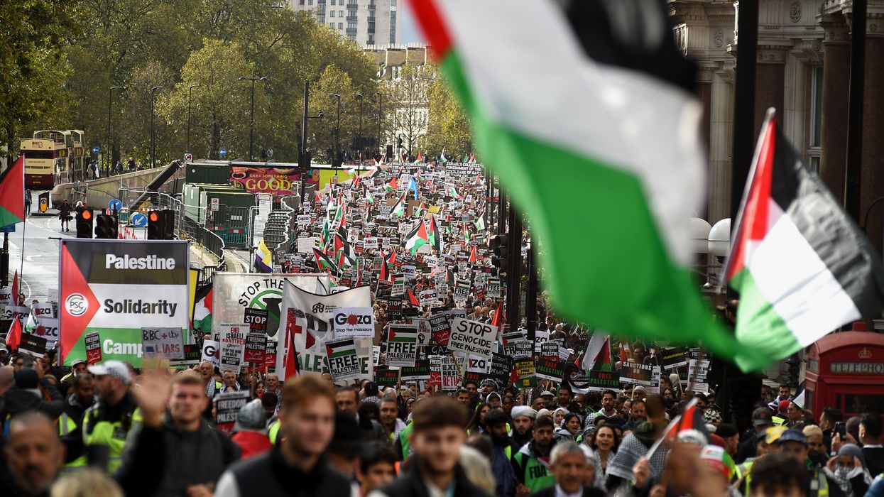 Pro-Palestine protesters march in London.