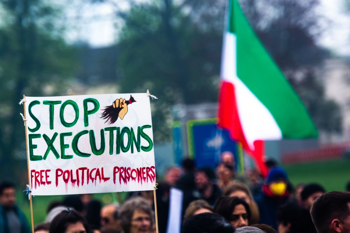 Protest sign again Iran executions
