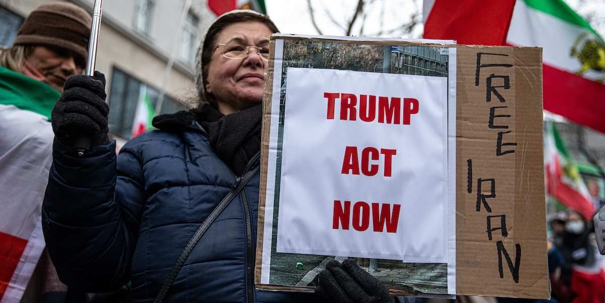 ​Protesters call for US military intervention in Iran. 