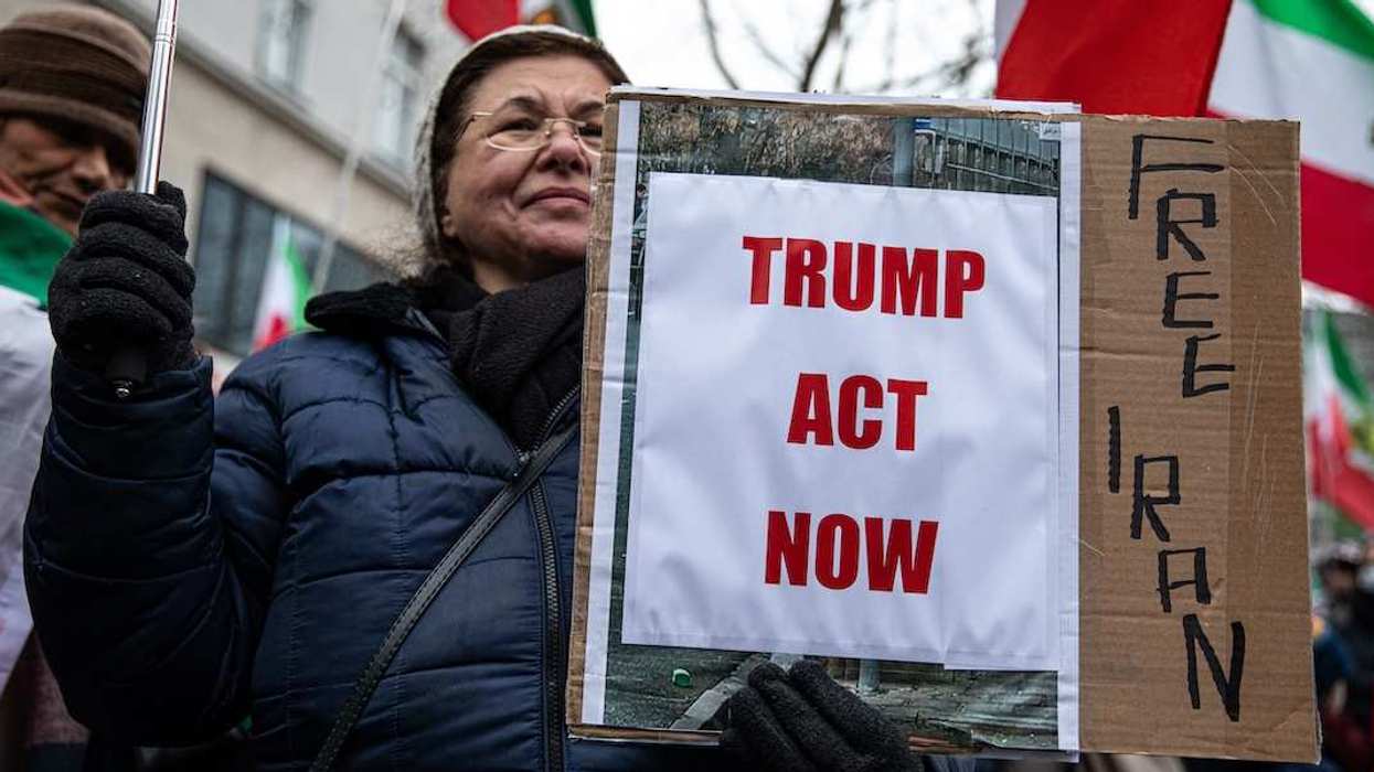 Protesters call for US military intervention in Iran.