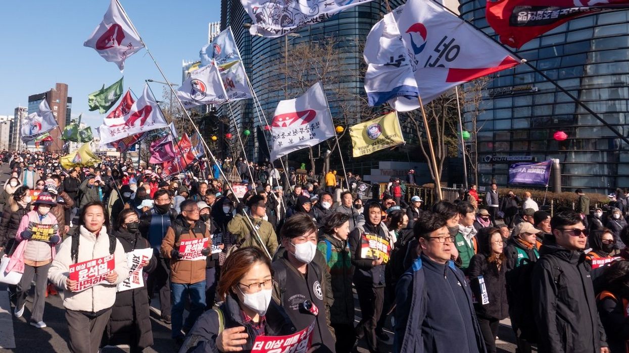 Protesters demanded the ouster of South Korean President Yoon in central Seoul on March 29, 2025.
