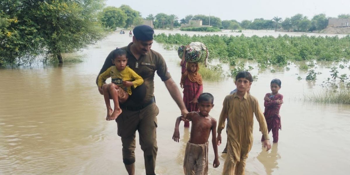 Punjab, Pakistan - Photos show flood-hit areas in Punjab, Pakistan, on August 26, 2025. Pakistan has evacuated tens of thousands of people to safer areas after neighboring India released water from overflowing dams and swollen rivers into low-lying border regions, officials said Tuesday.