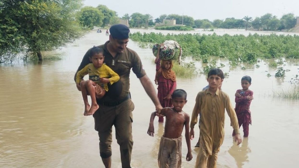 Punjab, Pakistan - Photos show flood-hit areas in Punjab, Pakistan, on August 26, 2025. Pakistan has evacuated tens of thousands of people to safer areas after neighboring India released water from overflowing dams and swollen rivers into low-lying border regions, officials said Tuesday.