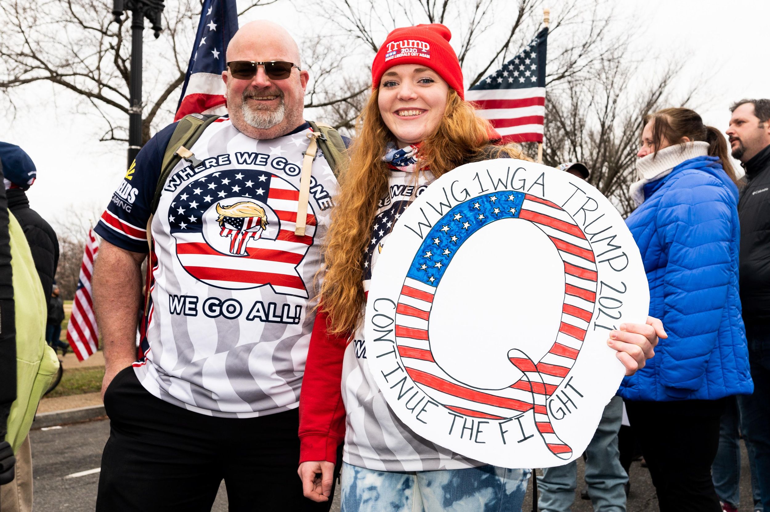 QAnon supporters attend a pro-Trump rally prior to the storming of the US Capitol building. Reuters
