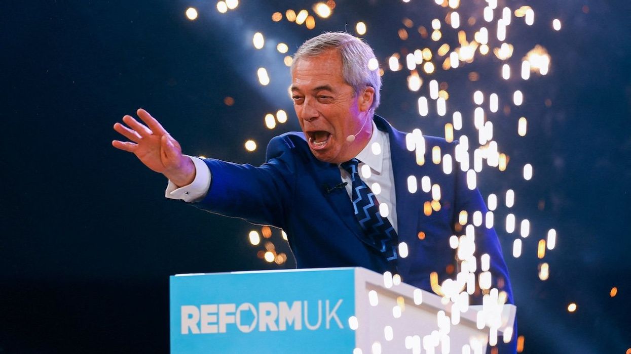 Reform UK party leader Nigel Farage at his party's national conference in Birmingham, United Kingdom, on September 5, 2025.