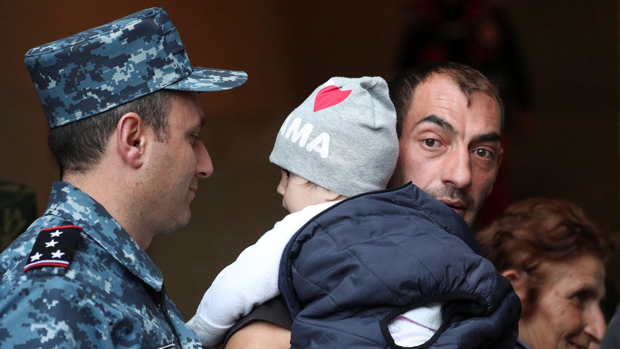 Refugees from Nagorno-Karabakh region arrive at a temporary accommodation centre in the town of Goris, Armenia, September 24, 2023.