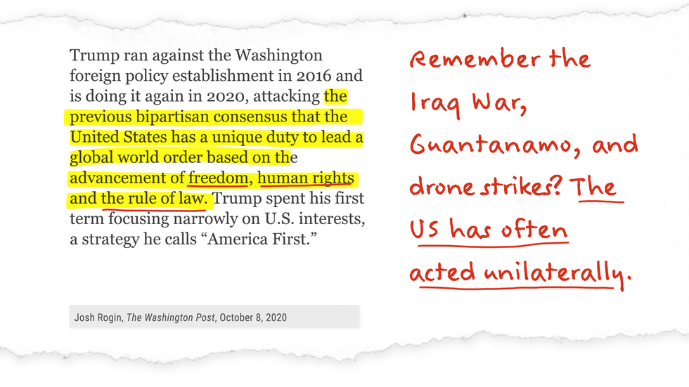 Remember the Iraq War, Guantanamo, and drone strikes? The US has often acted unilaterally.