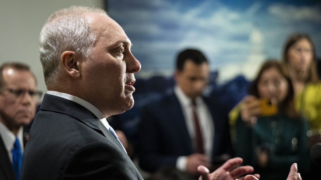 Representative Steve Scalise (R-LA), the House Majority Leader, speaks to media after a House Republican Conference meeting, at the U.S. Capitol, in Washington, D.C., on Thursday, October 12, 2023.