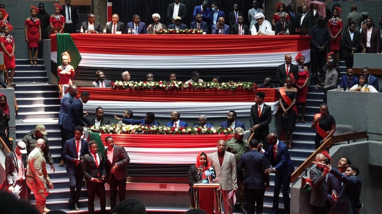 Representatives of political and military groups in Sudan take part meet to form a counter-government in the areas occupied by the Rapid Support Forces.