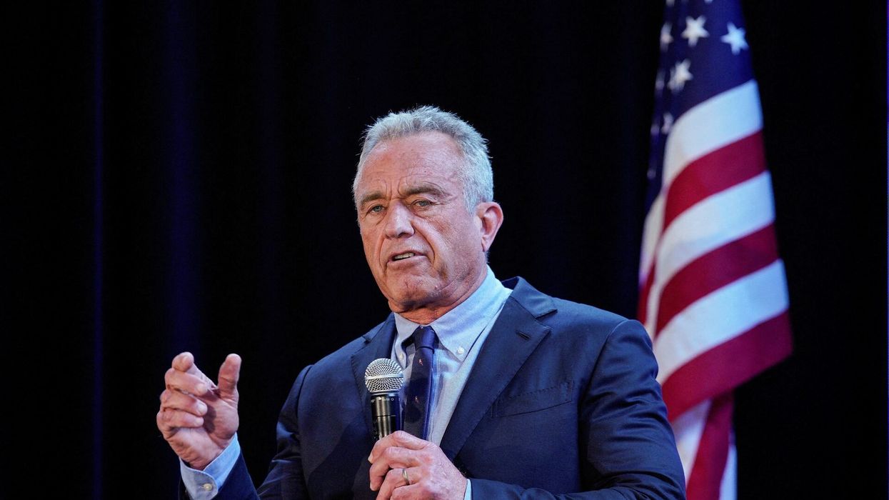 Robert F. Kennedy Jr. speaks to attendees during a press conference in New York, U.S., May 1, 2024.
