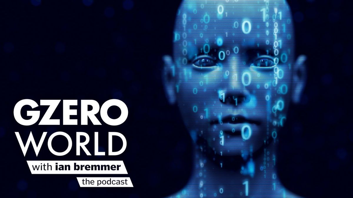 Robotic image with the GZERO World with Ian Bremmer - the podcast logo