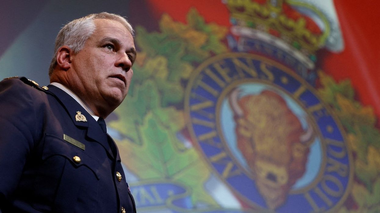 Royal Canadian Mounted Police Commissioner Mike Duheme takes part in a press conference about India-linked criminal activity occurring in Canada, in Ottawa, Ontario, October 14, 2024.