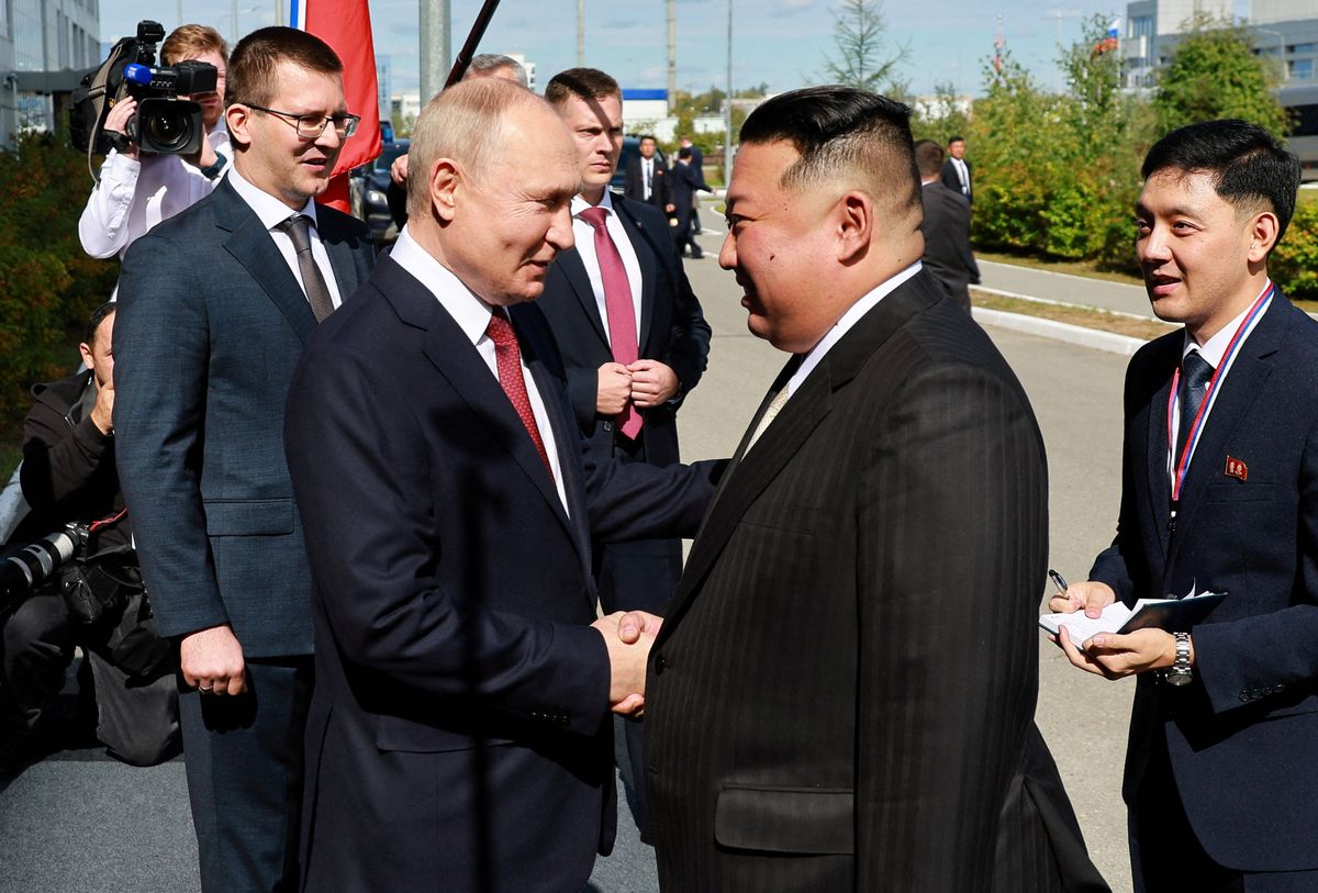 Russia's President Putin and North Korea's leader Kim meet in Amur region.