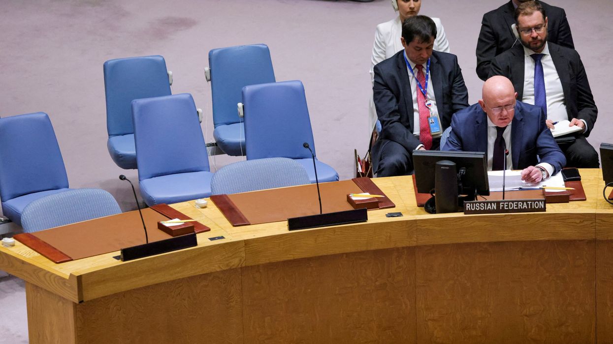Russian Ambassador to the UN Vasily Nebenzya speaks at the United Nations Security Council in New York, U.S., September 30, 2022.