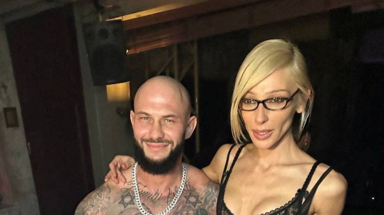 Russian blogger Anastasia (Nastya) Ivleeva poses for a picture with rapper GeeGun during an "almost naked" party at Mutabor nightclub in Moscow, Russia, in this image published December 21, 2023.