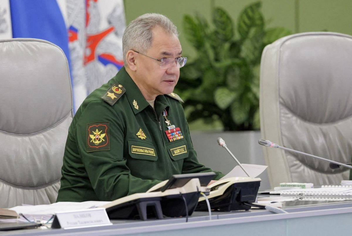Russian Defense Minister Sergei Shoigu chairs a meeting with the leadership of the Armed Forces in Moscow, on July 3, 2023. 