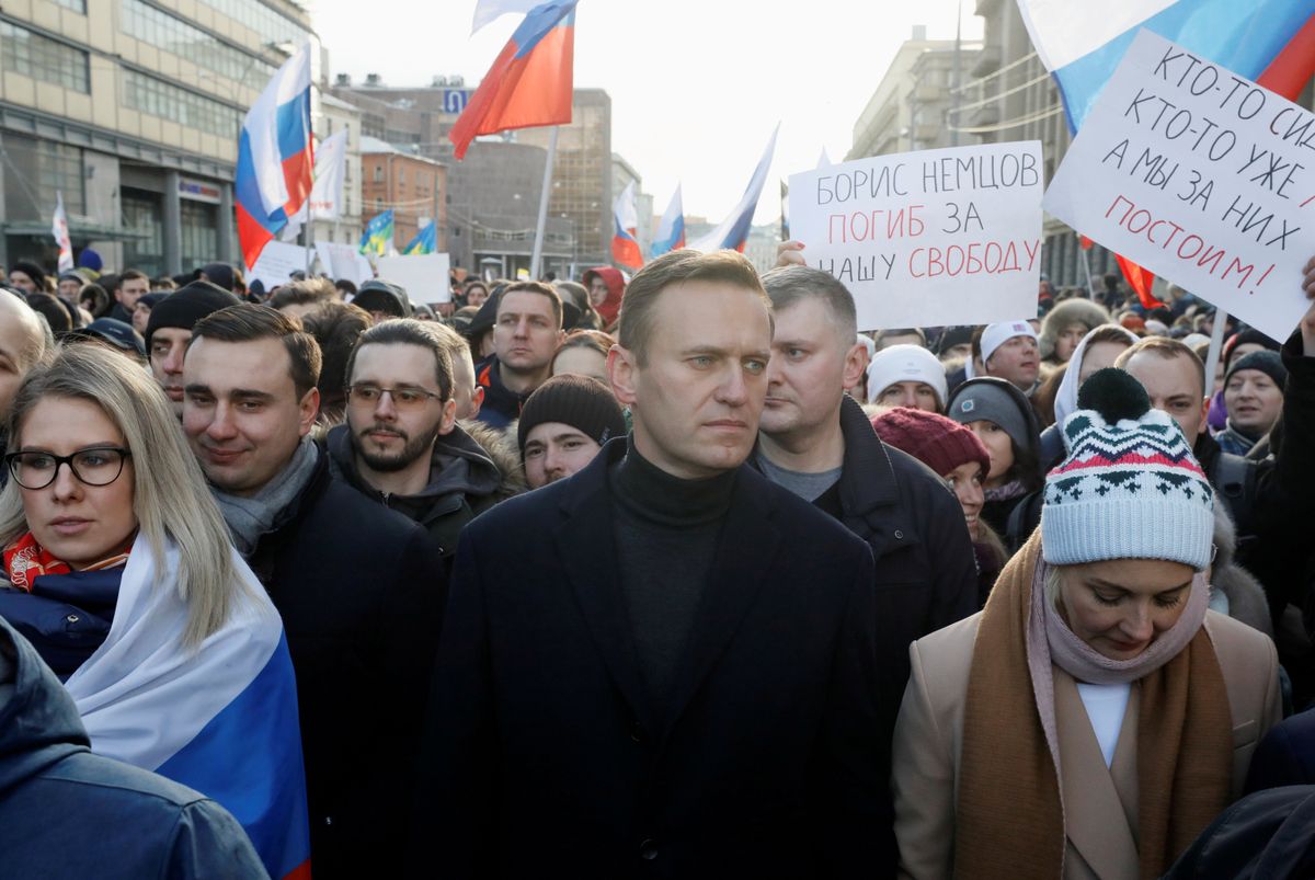 Russian opposition politician Alexei Navalny at a rally in Moscow.