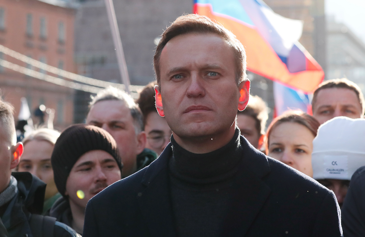 ​Russian opposition politician Alexei Navalny is seen here at a rally to mark the 5th anniversary of opposition politician Boris Nemtsov's murder, in Moscow, Russia on Feb. 29, 2020. 