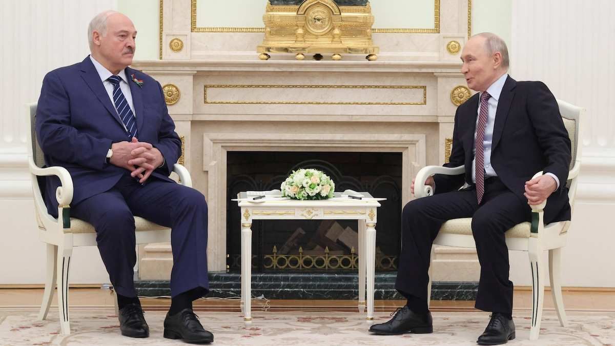 ​Russian President Vladimir Putin and Belarusian President Alexander Lukashenko in Moscow, Russia, on May 8, 2026.