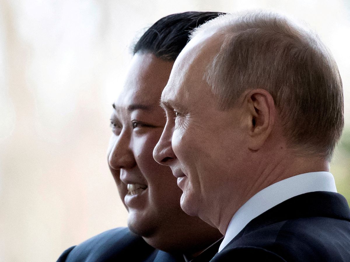 Russian President Vladimir Putin and North Korea's leader Kim Jong Un meet in Vladivostok, Russia, in 2019. 