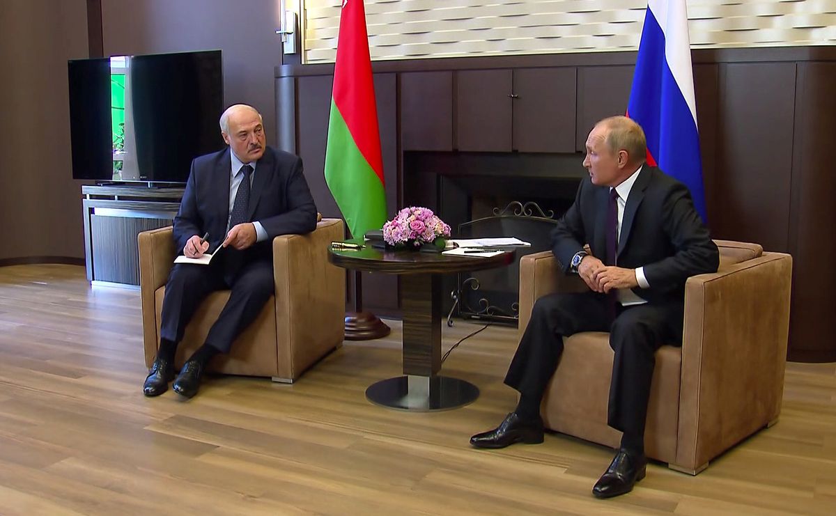 Russian President Vladimir Putin attends a meeting with his Belarusian counterpart Alexander Lukashenko in Sochi, Russia. Reuters